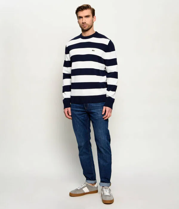 Мужской пуловер хлопковый Relaxed Fit Maglione Lacoste, Blu Marino — фото 2
