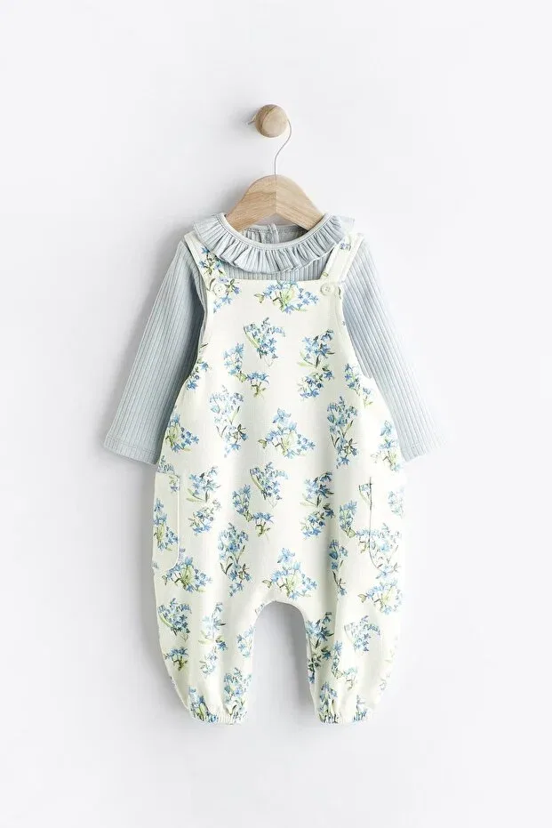 Детский комбинезон для девочек с цветочным принтом Next Baby, Blue — фото 3