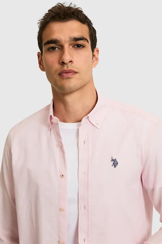 Мужская рубашка с длинным рукавом U.S. Polo Assn., Light Pink — фото 2