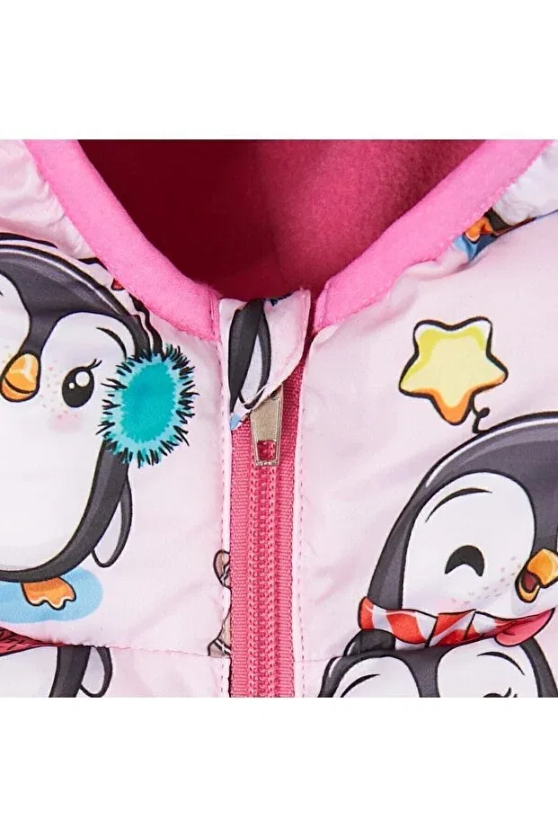 Детское зимнее пальто-пуховик для девочек с принтом Penguin Candy Pattern Freemen, Digital Printed — фото 4