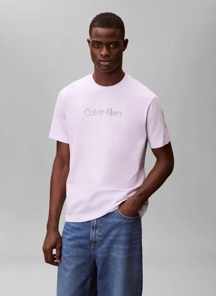 Футболка с принтом логотипа Fade logo crew neck t-shirt Calvin Klein, сиреневая