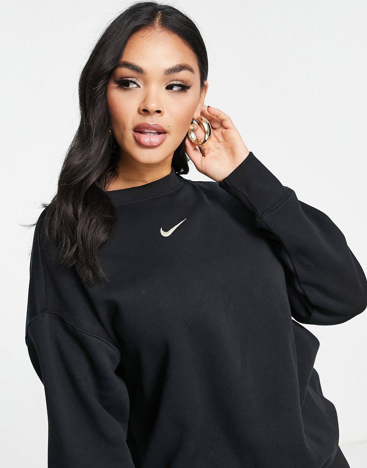 Черная толстовка с круглым вырезом и парусиной Nike mini swoosh — фото 4