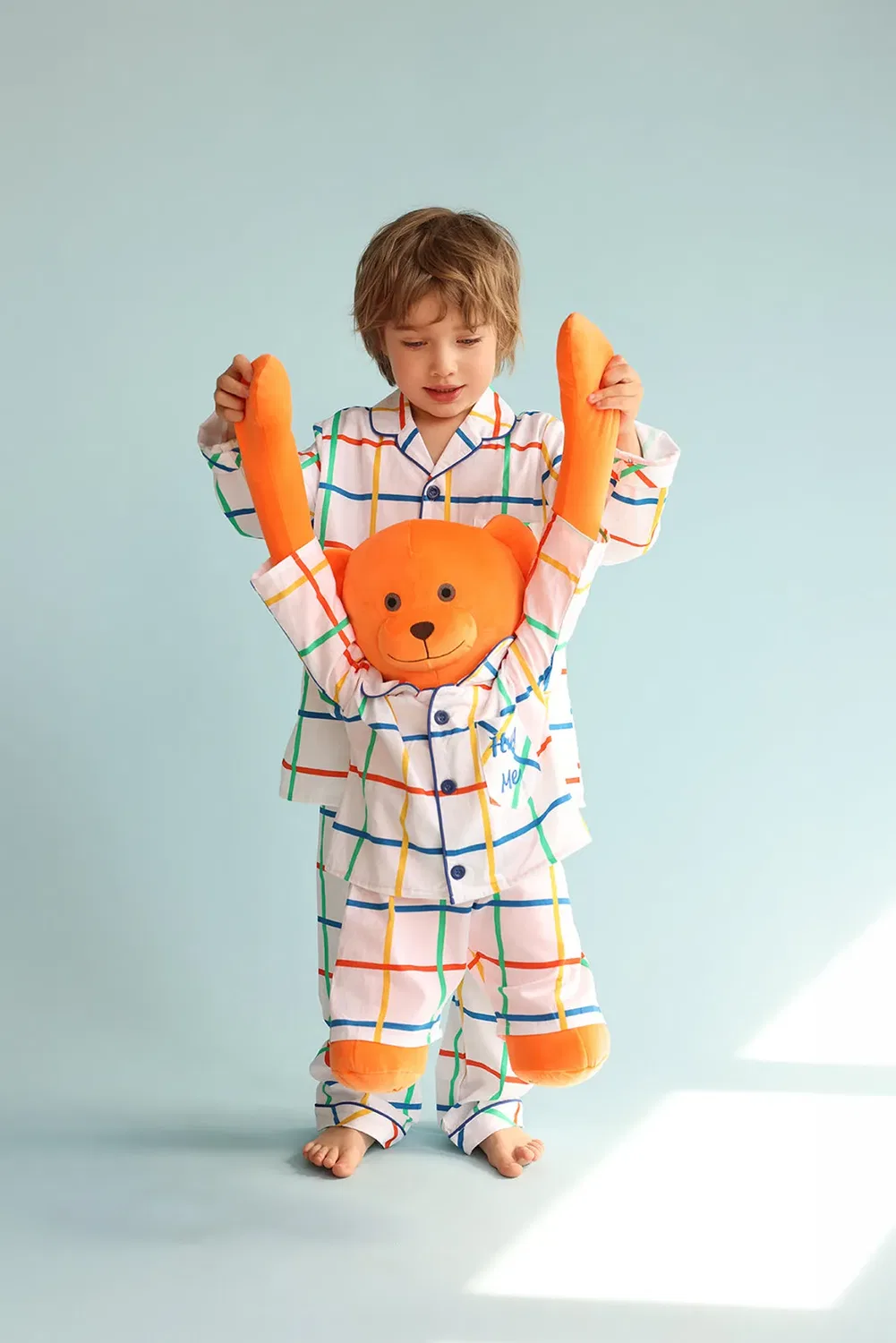 Детский пижамный комплект с плюшевым медведем Max' Hug Me Pyjama Set Lunamia, Orange — фото 4