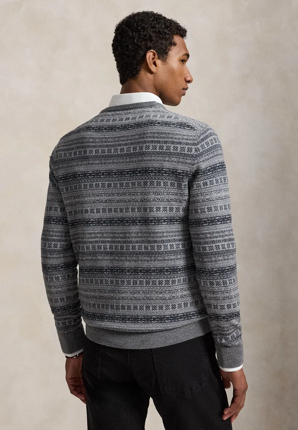 Шерстяной свитер с узором Fair Isle, пригодный для стирки Polo Ralph Lauren, Grey Combo — фото 3