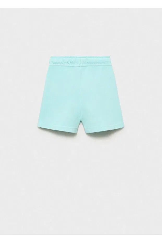 Детские шорты для девочек хлопковые Mango Kids, Water Green — фото 2