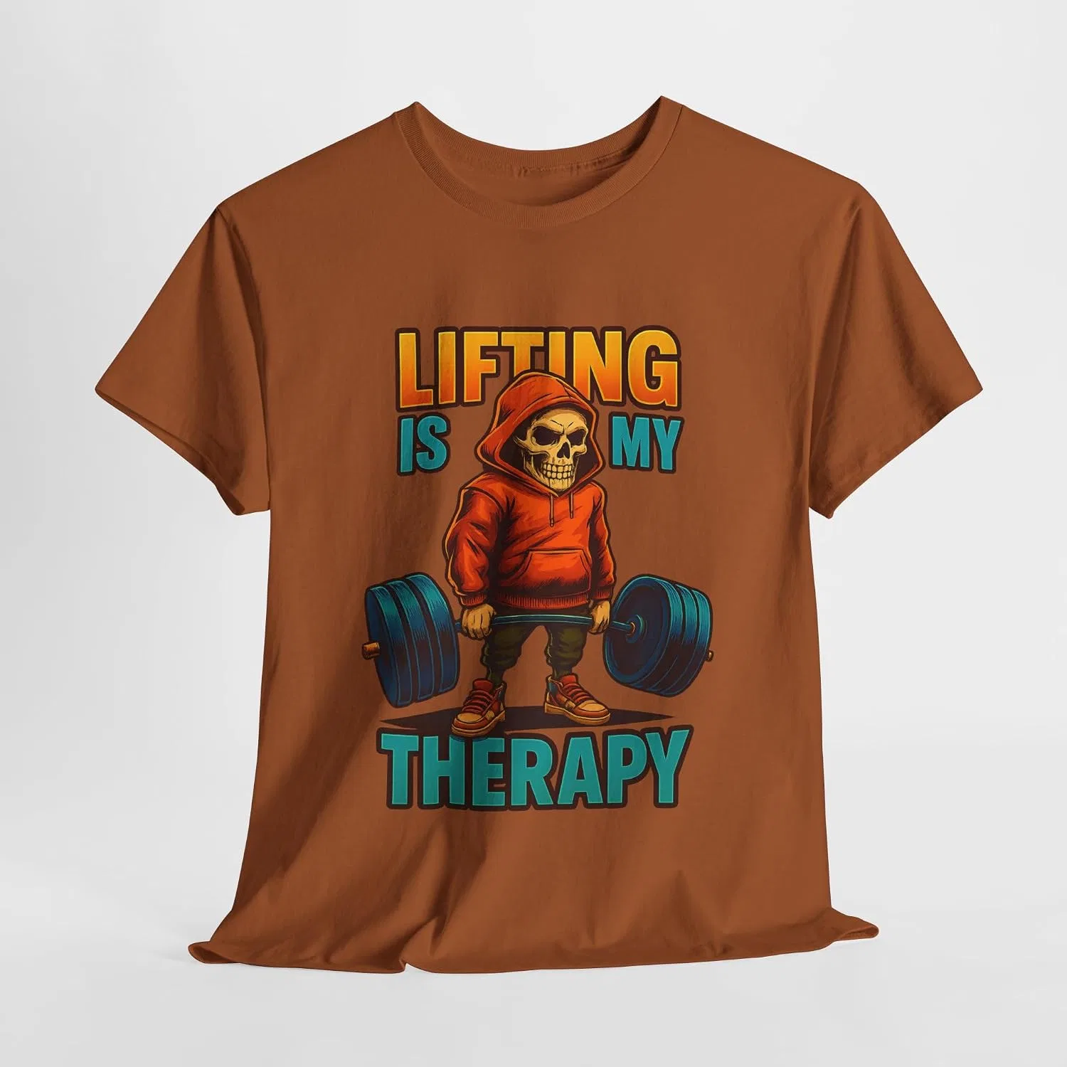 Мужская футболка с принтом Lifting Is My Therapy, Texas Orange — фото 3