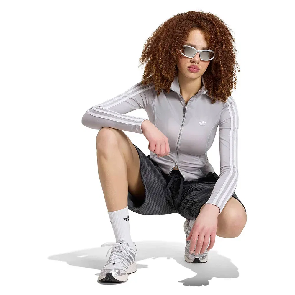 Женская футболка с длинным рукавом и молнией Adidas Originals Mia Marquez Zipped, Grey — фото 4