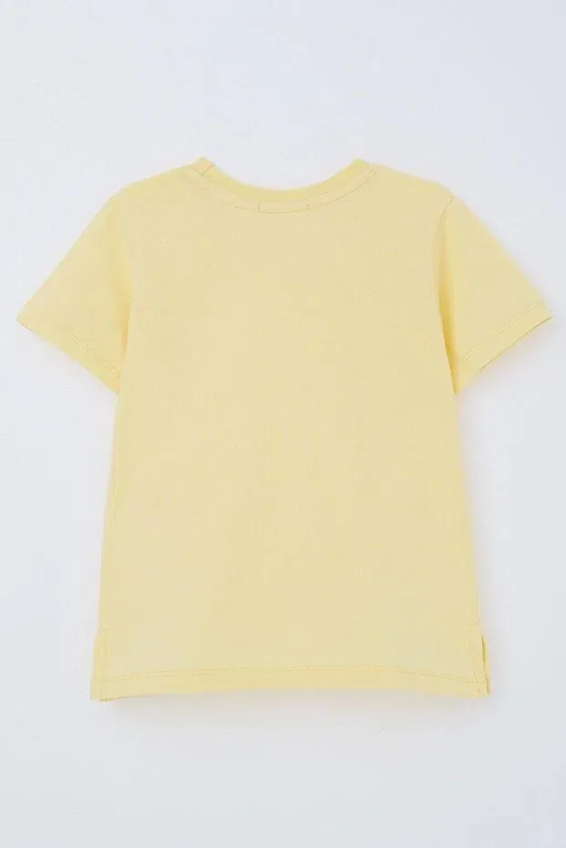 Детская футболка для мальчиков хлопковая cool text emblem pocket Breeze, Yellow — фото 2