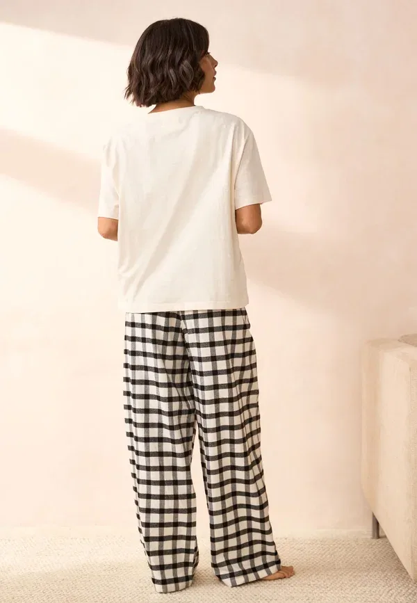 Комплект пижамы из 2 предметов, хлопок, Checked, Next, White, белый/черный