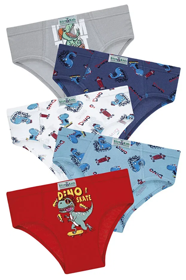 Детские трусы для мальчиков с принтом динозавры Biyokids, Mixed Colored — фото 3