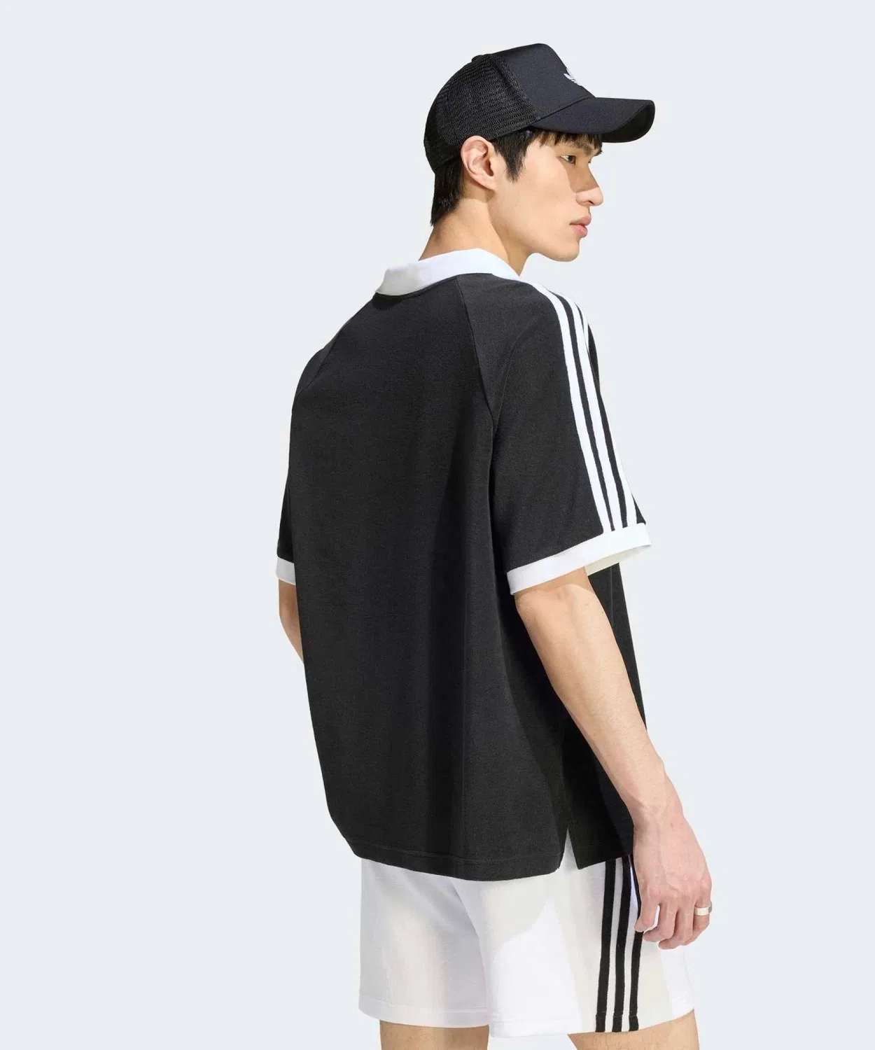Мужская поло-футболка оверсайз с V-образным вырезом Terry Polo Adidas, Black — фото 2