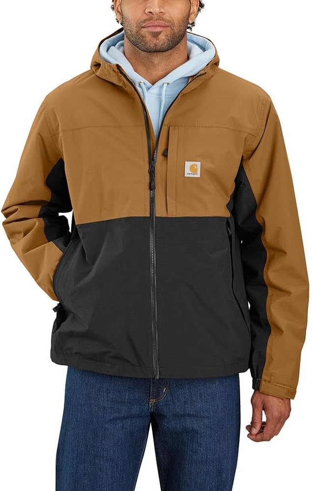 

Carhartt мужская куртка Storm Defender Relaxed Fit легкая складывающаяся, Carhartt Brown/Black