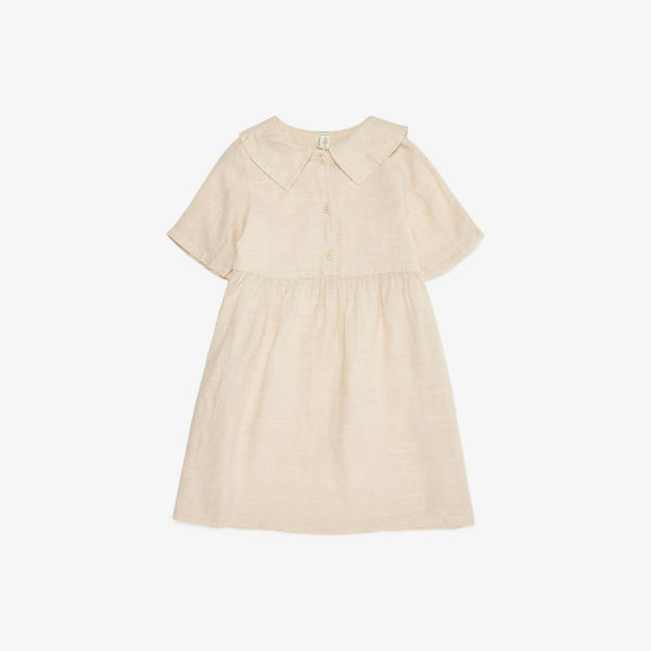 

Платье H&M Adorables из льна с матросским воротником и сборками 2-10 лет, бежевый