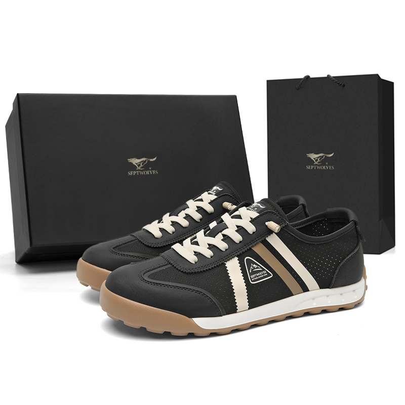 

SEPTWOLVES Мужские кеды низкие черные, цвет Black (Standard Leather Shoe Size)