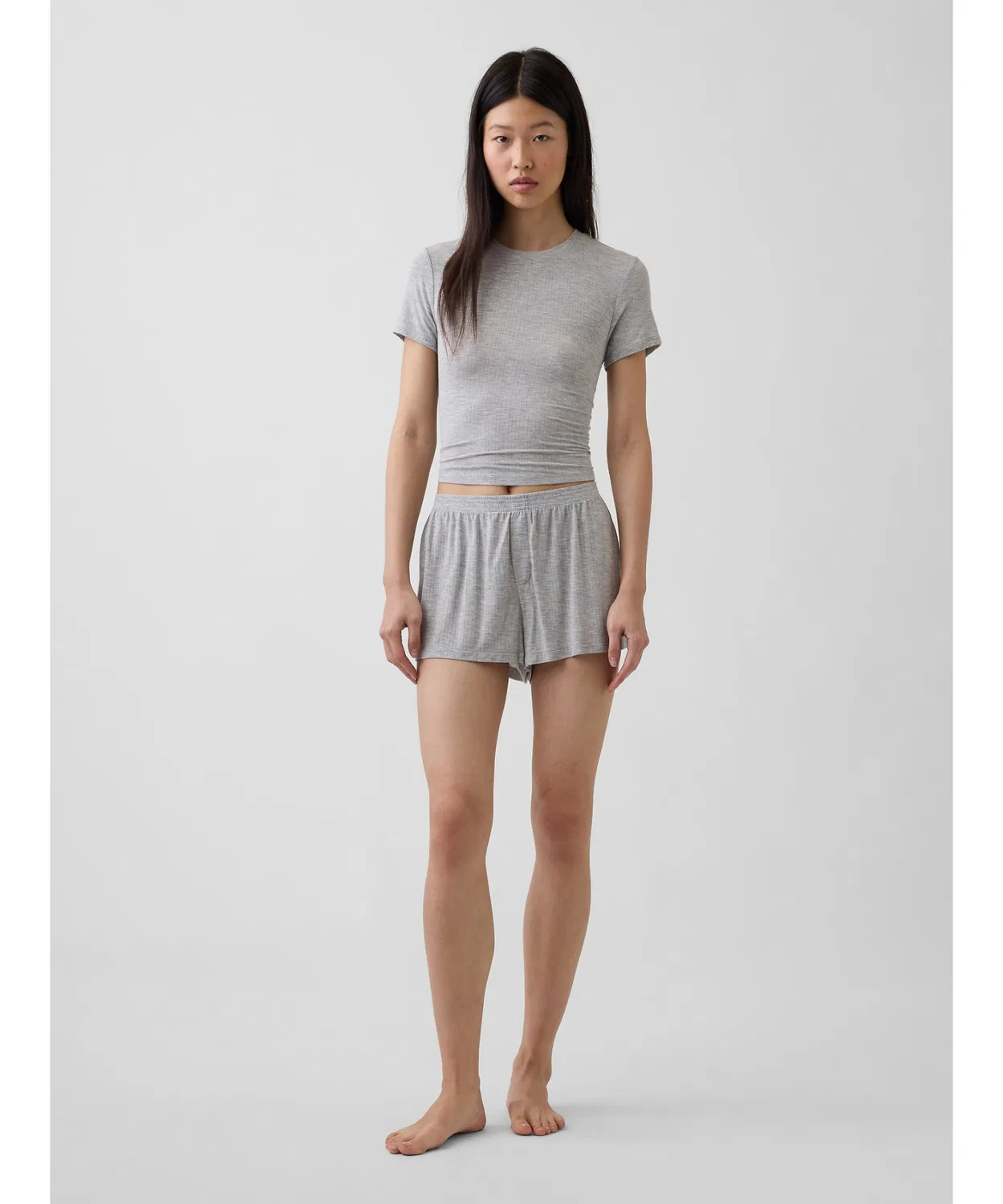 GAP Женские пижамные шорты из модала с мелкой резинкой SoftMade, Light Grey