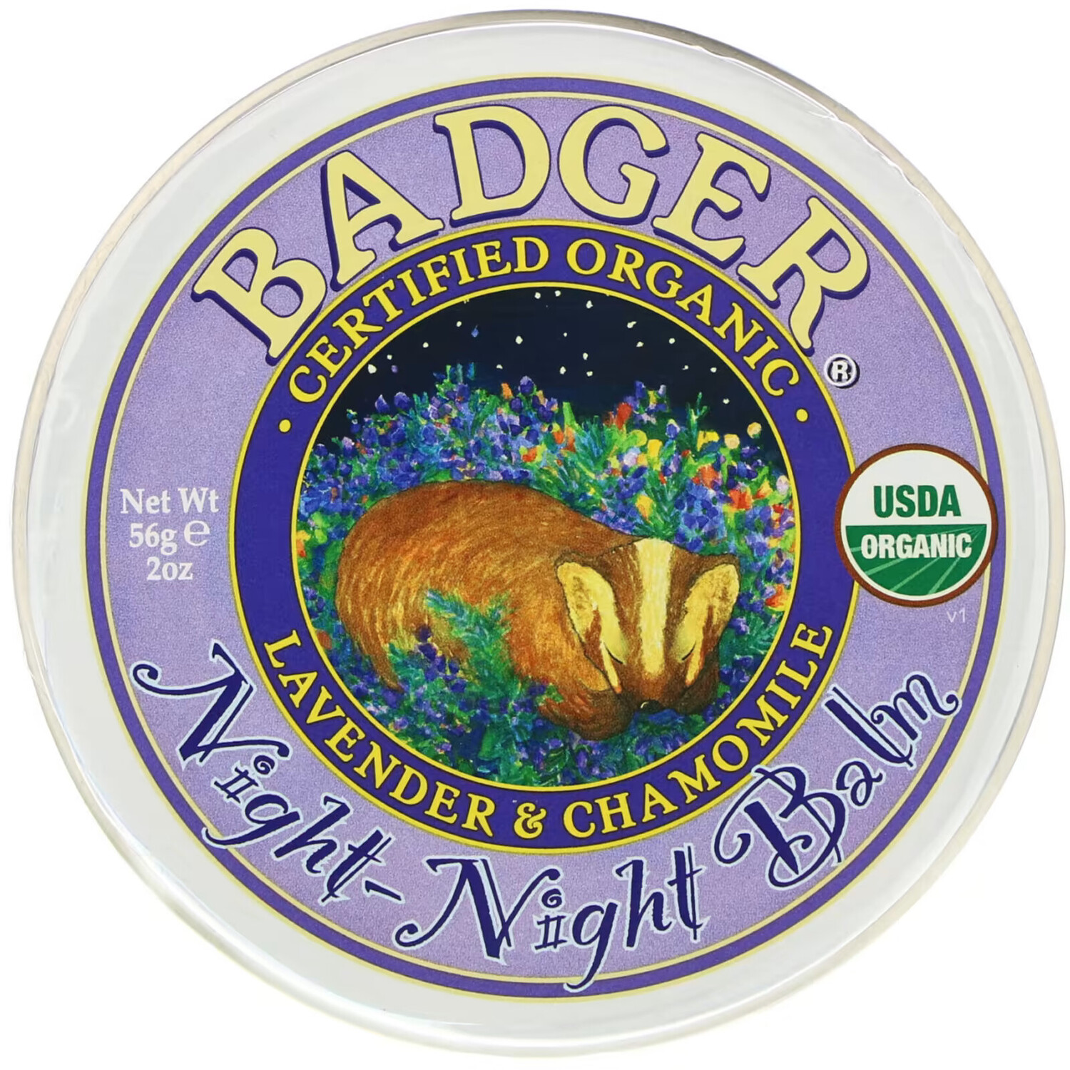 

Badger Company, Organic, бальзам "ночь-ночь", лаванда и ромашка, 2 унции (56 г)