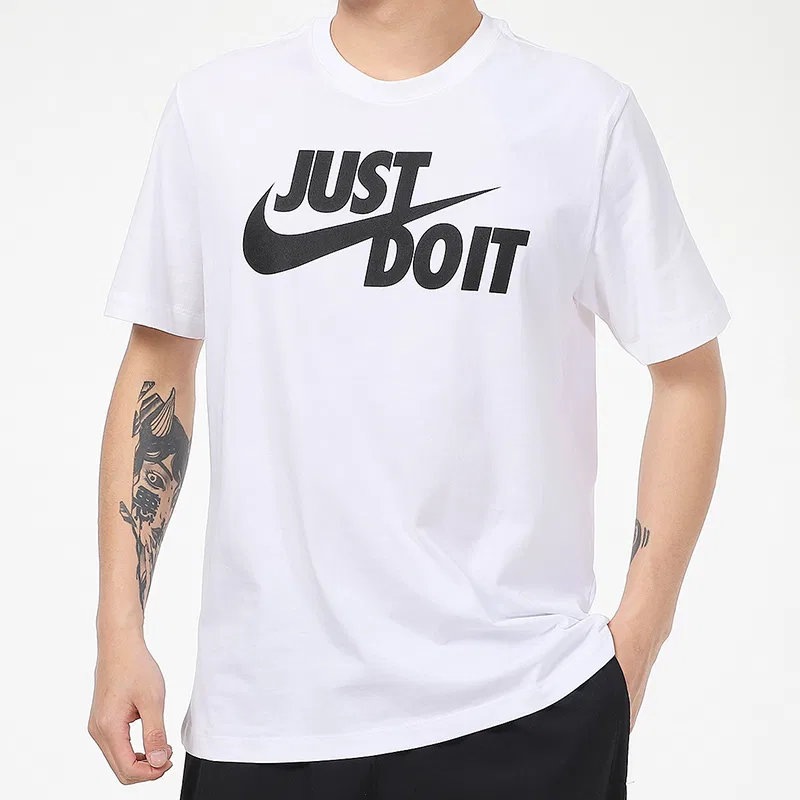 Мужской спортивный комплект с круглым вырезом Nike, White Top+Black Pants — фото 4