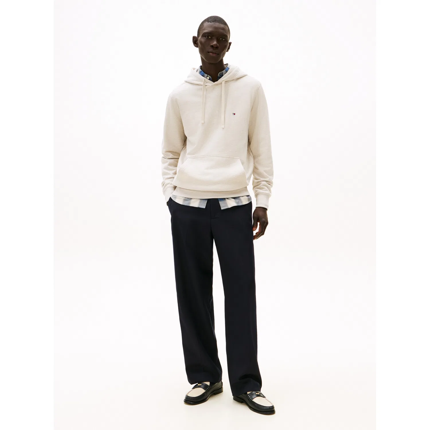 Мужской худи с капюшоном и шнурком Tommy Hilfiger, Heathered Oatmilk — фото 4