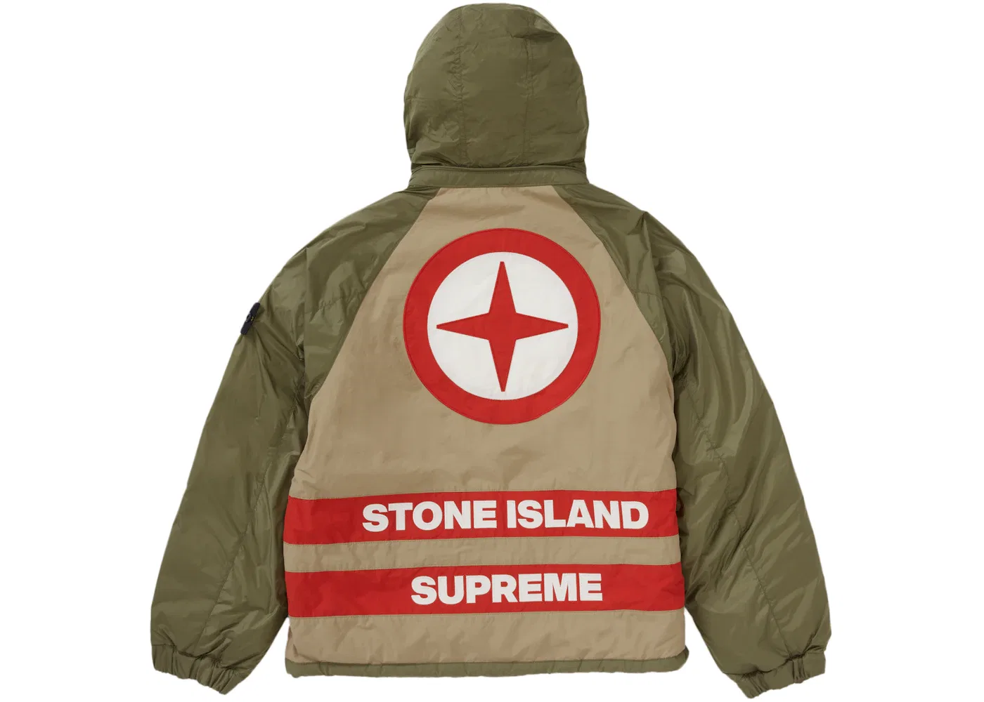 Мужская пуховая куртка-пуховик двусторонняя Supreme Stone Island Reversible Down Puffer Jacket, Olive — фото 3