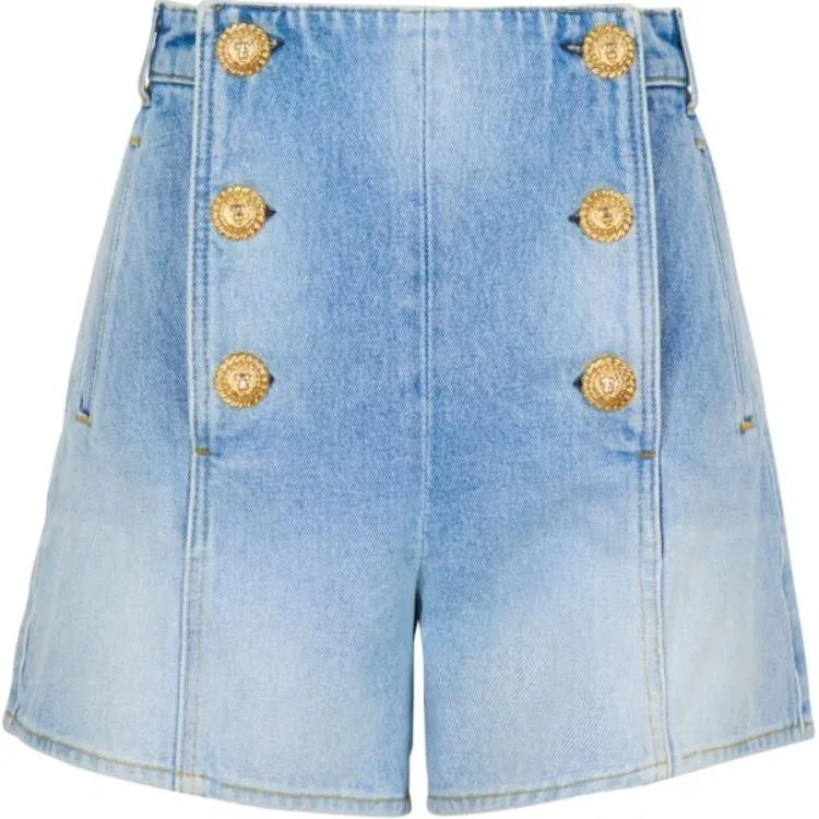 Женские джинсовые шорты BALMAIN, Blue