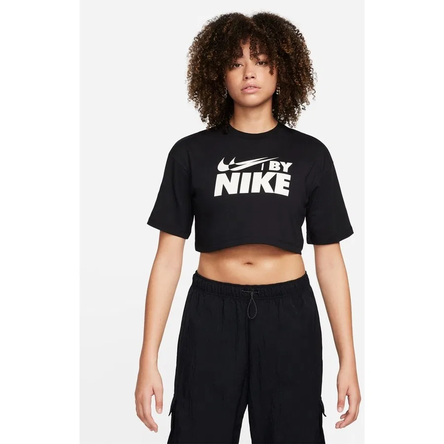Женская футболка с круглым вырезом и коротким рукавом Nike NSW Crop Tee Gls, M, Черный