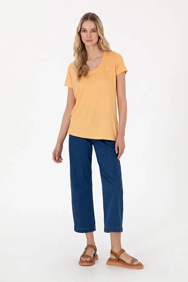 Женская футболка с v-образным вырезом U.S. Polo Assn., Melon — фото 4
