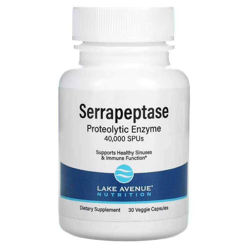 

Серрапептаза Lake Avenue Nutrition протеолитический фермент 40 000 SPU, 30 капсул