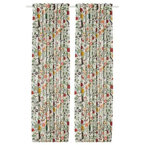 Шторы Ikea Vildpersilja, 2 предмета, 145x250 см, белый/мультиколор
