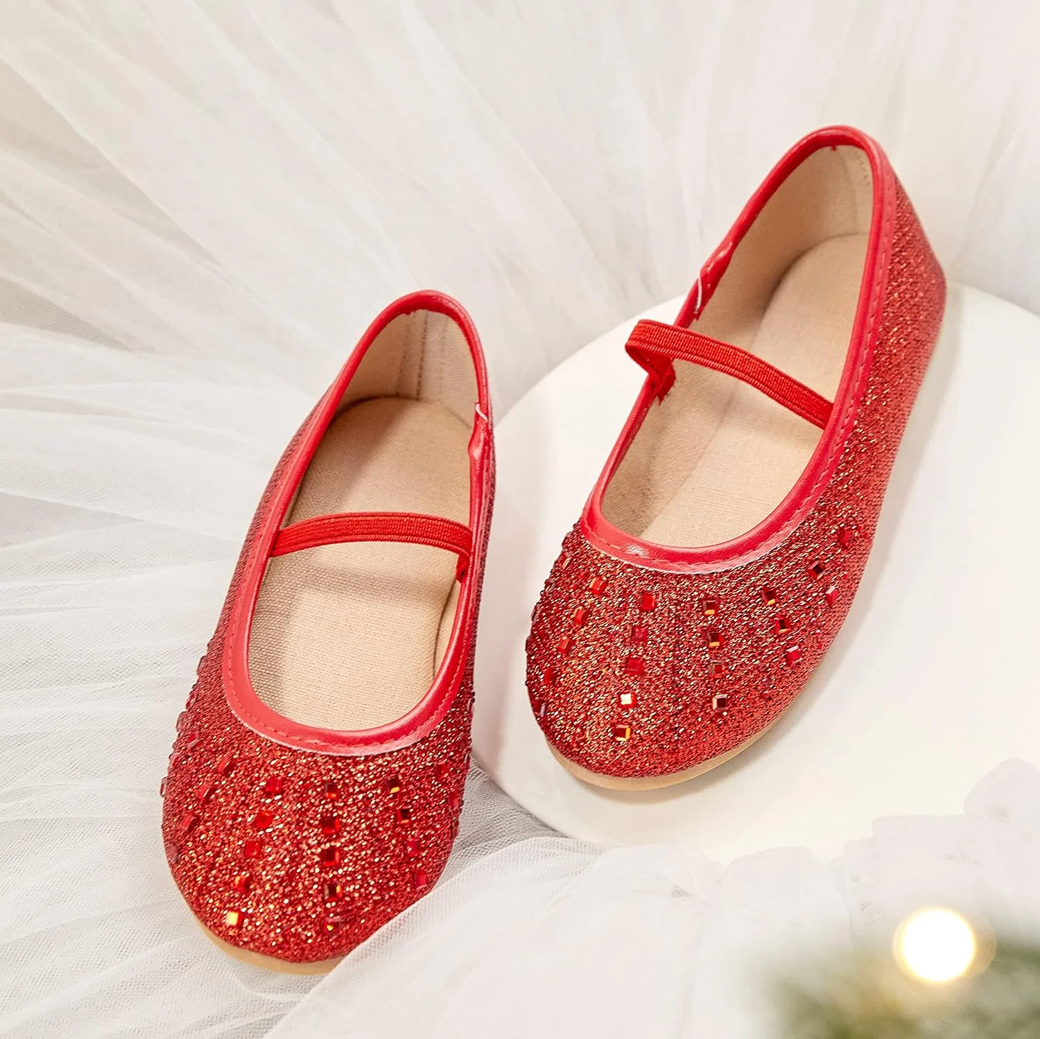 Детские туфли Мэри Джейн для девочек с принтом Little Flower Otter MOMO, Red — фото 4