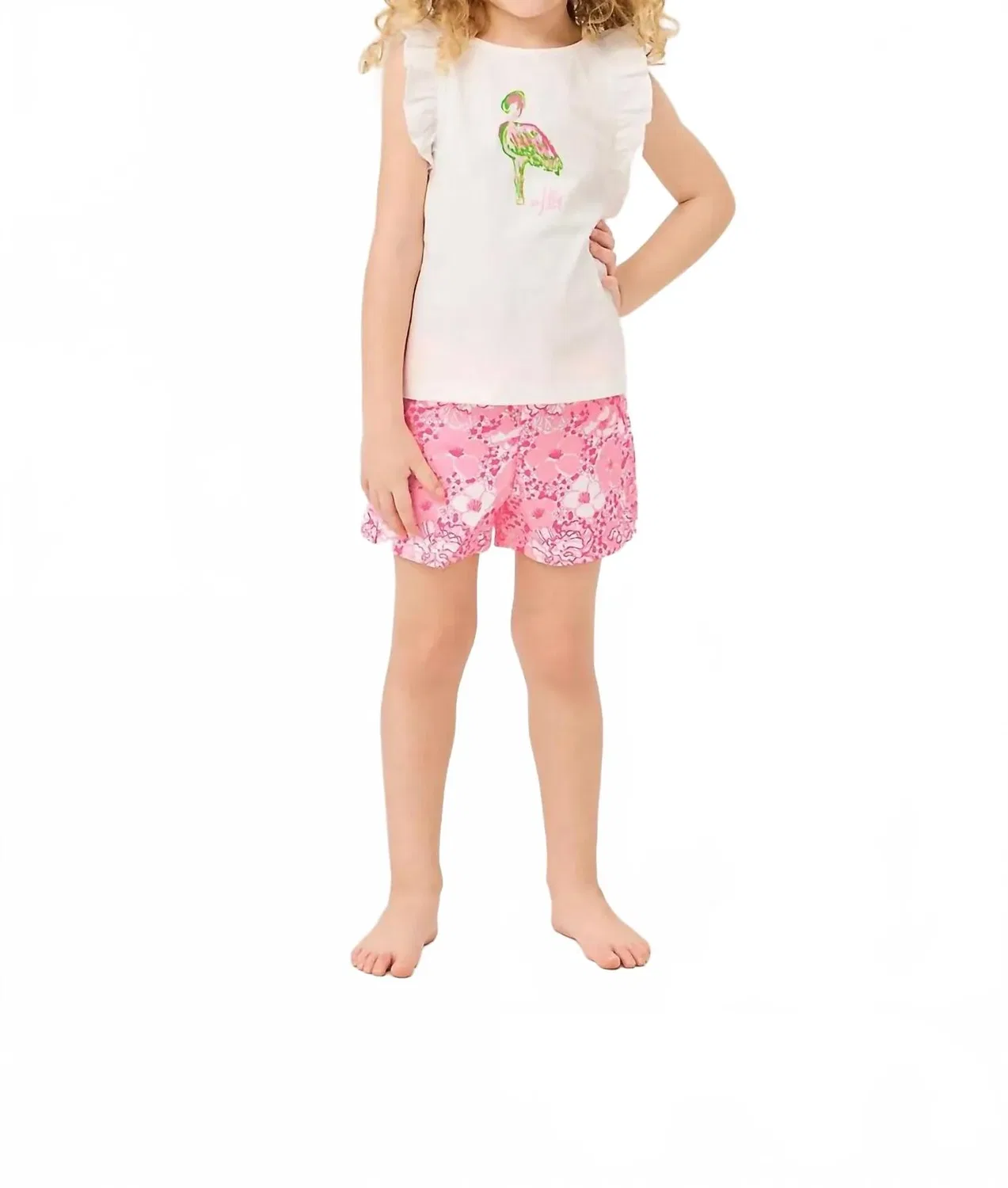 Детские шорты для девочек с принтом Clementine Lilly Pulitzer, Conch Shell Pink Burst Of Joy