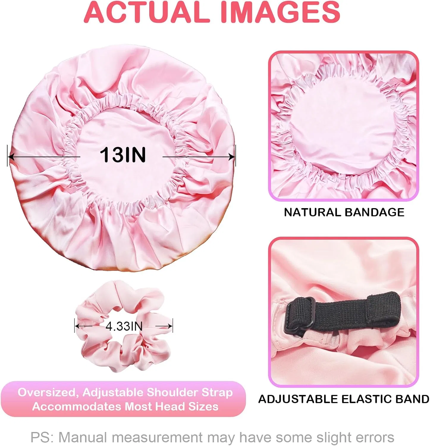 Шапочка для сна Tasttin, двойной слой, 33 см, Pink and Pink — фото 4