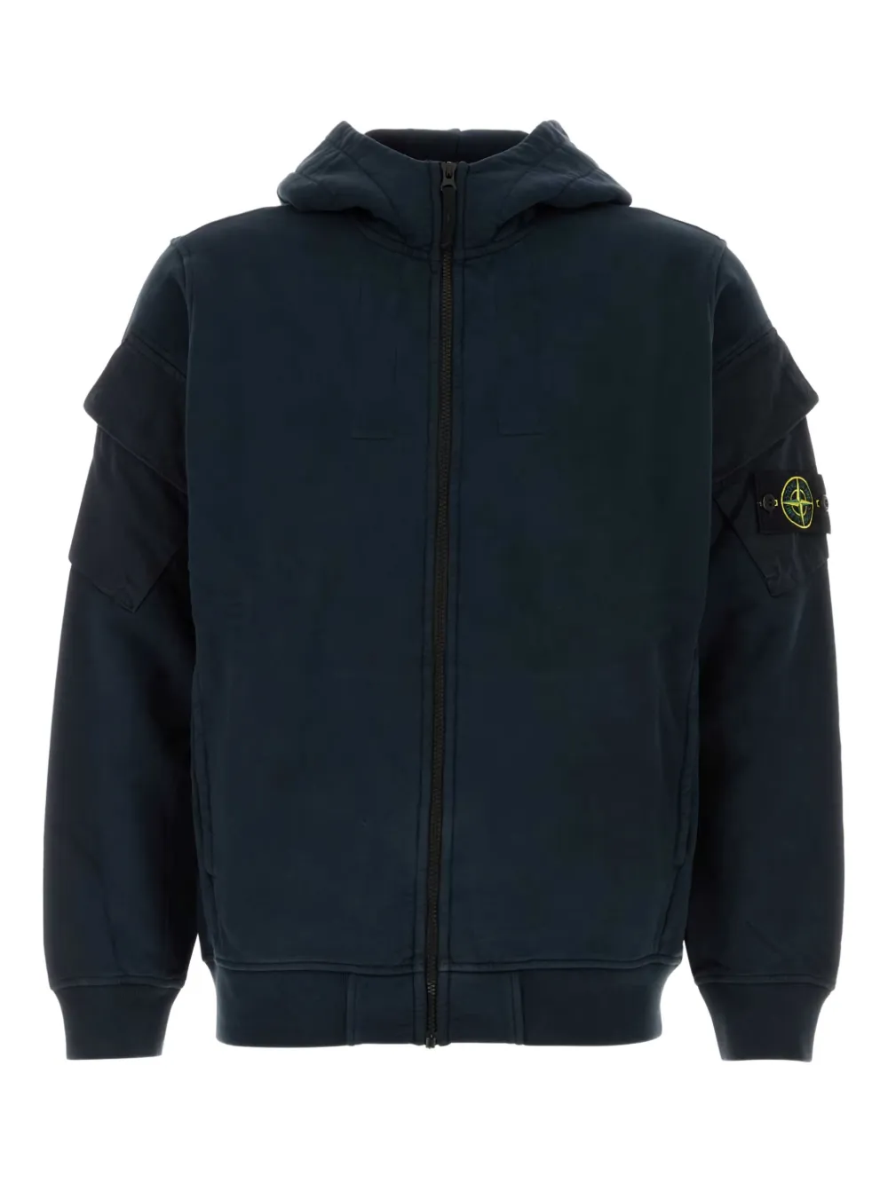

Хлопковая толстовка с капюшоном на молнии Stone Island, синий
