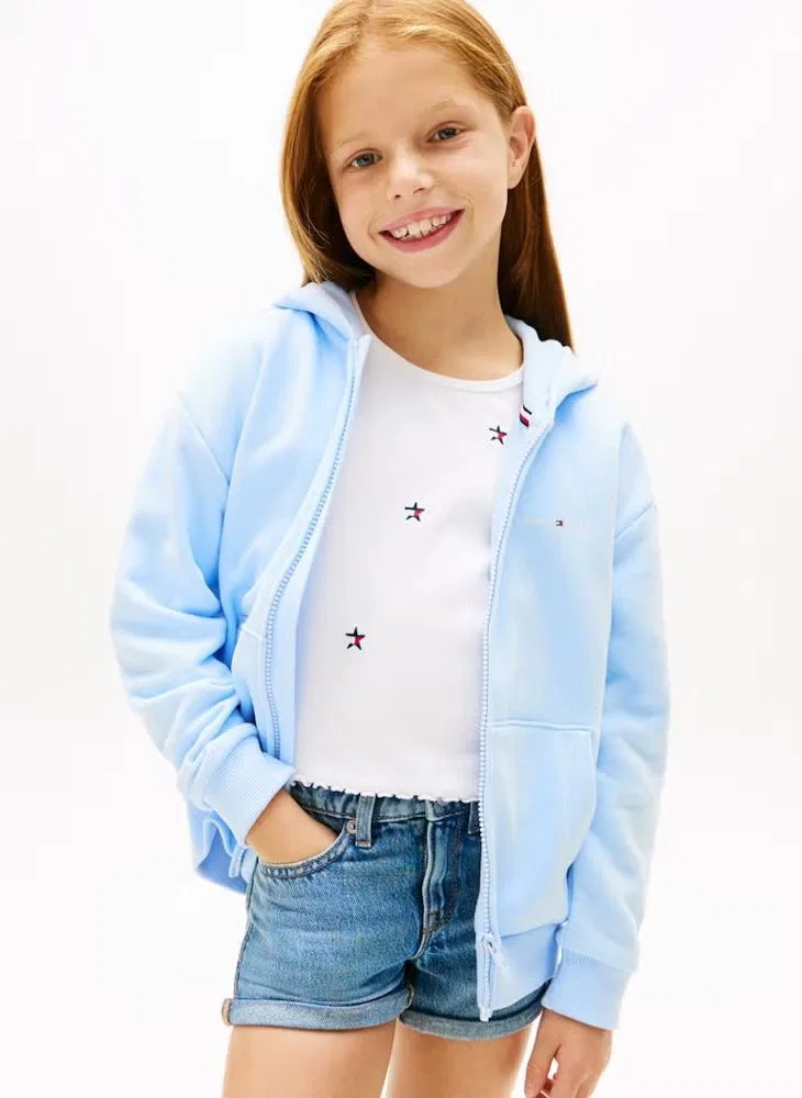 Худи на молнии с капюшоном и логотипом Tommy Hilfiger, голубой — фото 2