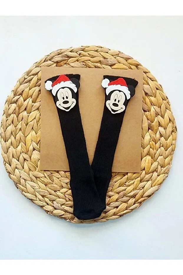 Детские носки для мальчиков с принтом Mickey Felt New Year Stockings Asa Bebek Çocuk, Mickey Black Socks