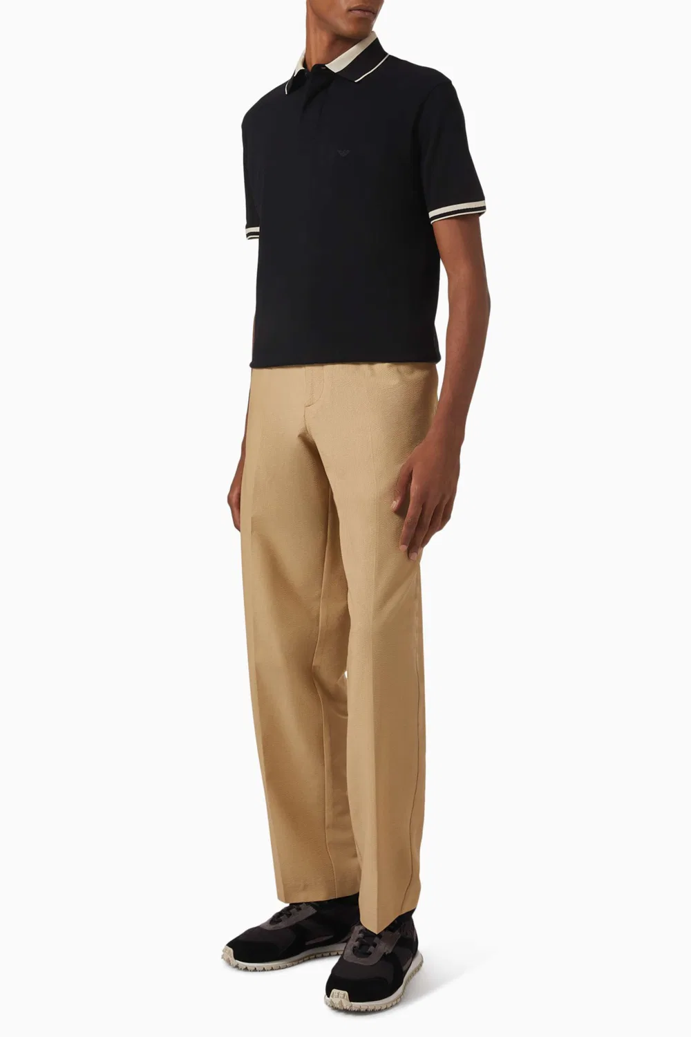 Футболка поло хлопковая Micro Eagle Emporio Armani, черный — фото 2