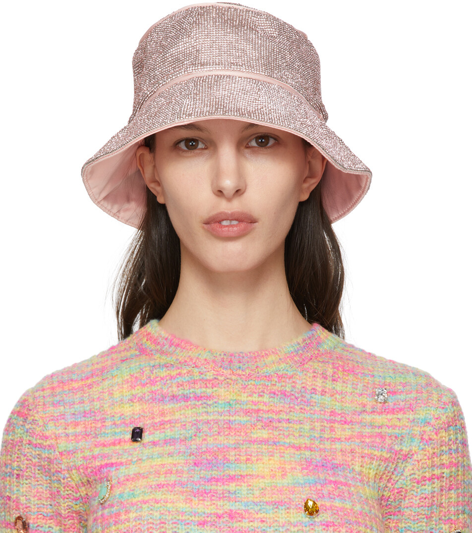 

SSENSE Эксклюзивная розовая панама из кристаллической сетки KARA
