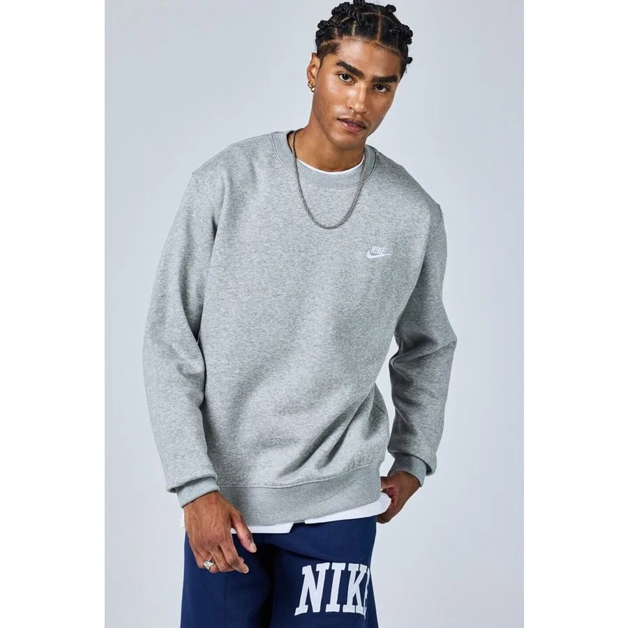 Мужской свитшот стандартного кроя с длинным рукавом Sportswear Club Crew Nike, Серый