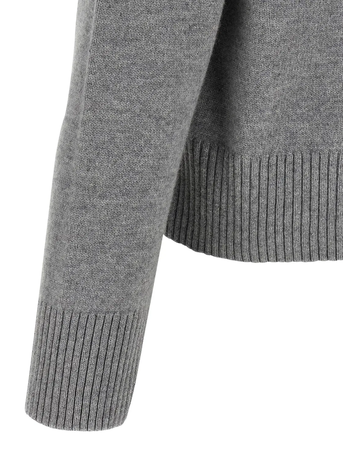 Мужской кардиган с высоким воротом из шерсти и кашемира Gray Wool Cardigan AMI Paris, Gray — фото 4