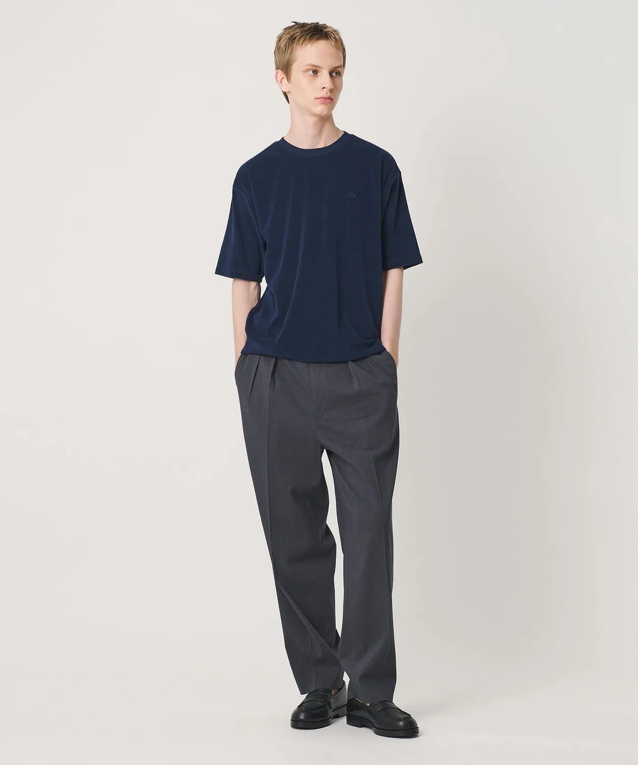 Мужская футболка с коротким рукавом из пике LACOSTE for BEAUTY&YOUTH One Tone Pile, Бежевый — фото 3