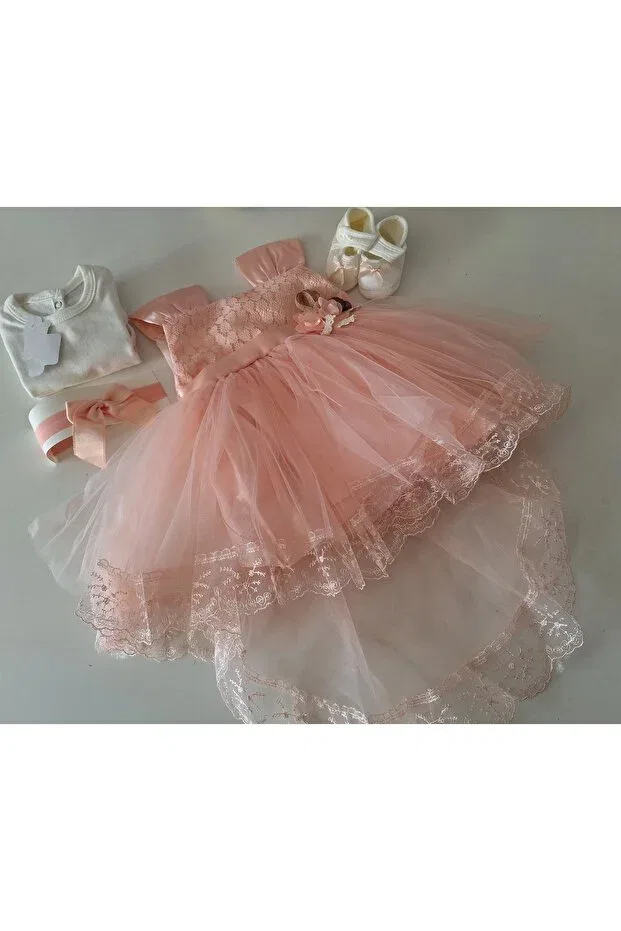 Детское платье для девочек без рукавов Mevlüt Set Biyan Collection, Salmon — фото 4