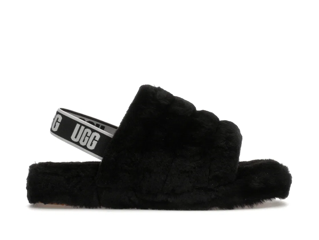 Детские шлепанцы с мехом UGG Fluff Yeah Slide, Black/Black