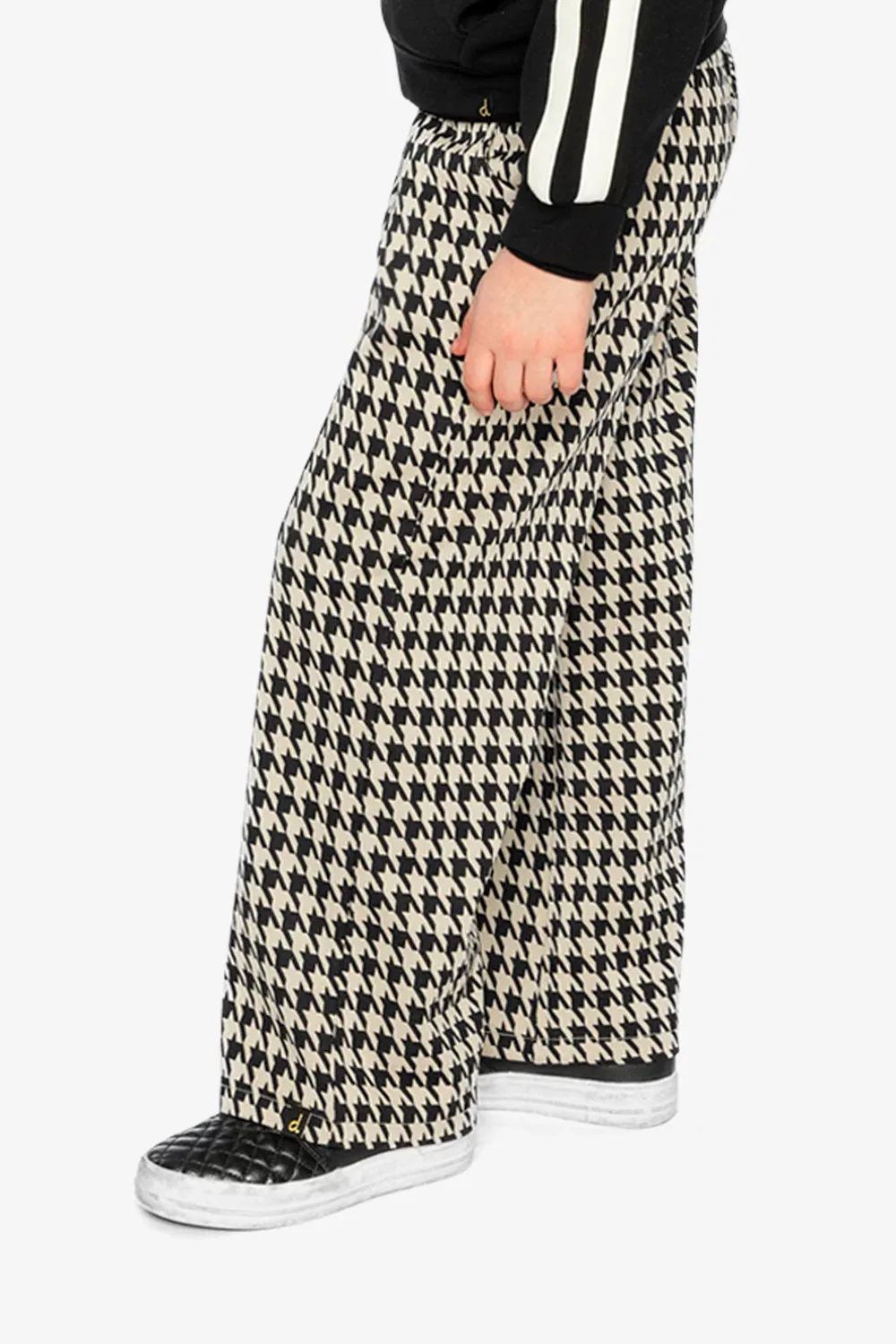 Детские брюки клеш с принтом гусиная лапка Deux par Deux, Black and Beige Houndstooth — фото 4