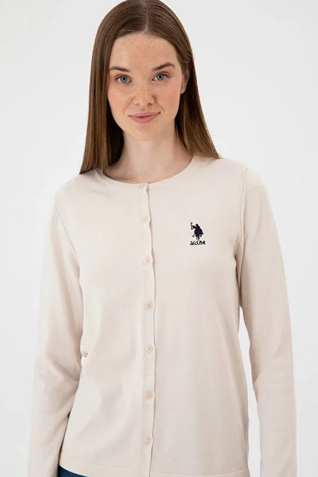 Женский кардиган хлопковый U.S. Polo Assn., Nude Color — фото 2