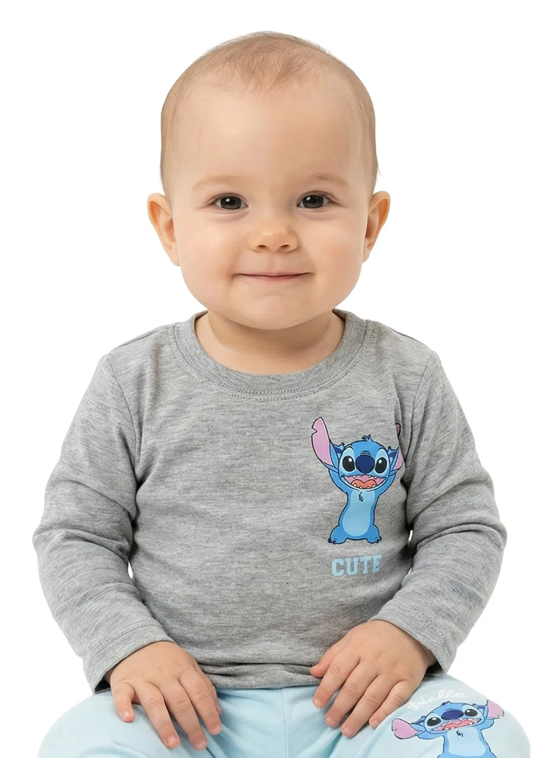 Пижамный комплект с принтом Stitch Disney, серо-синий — фото 3