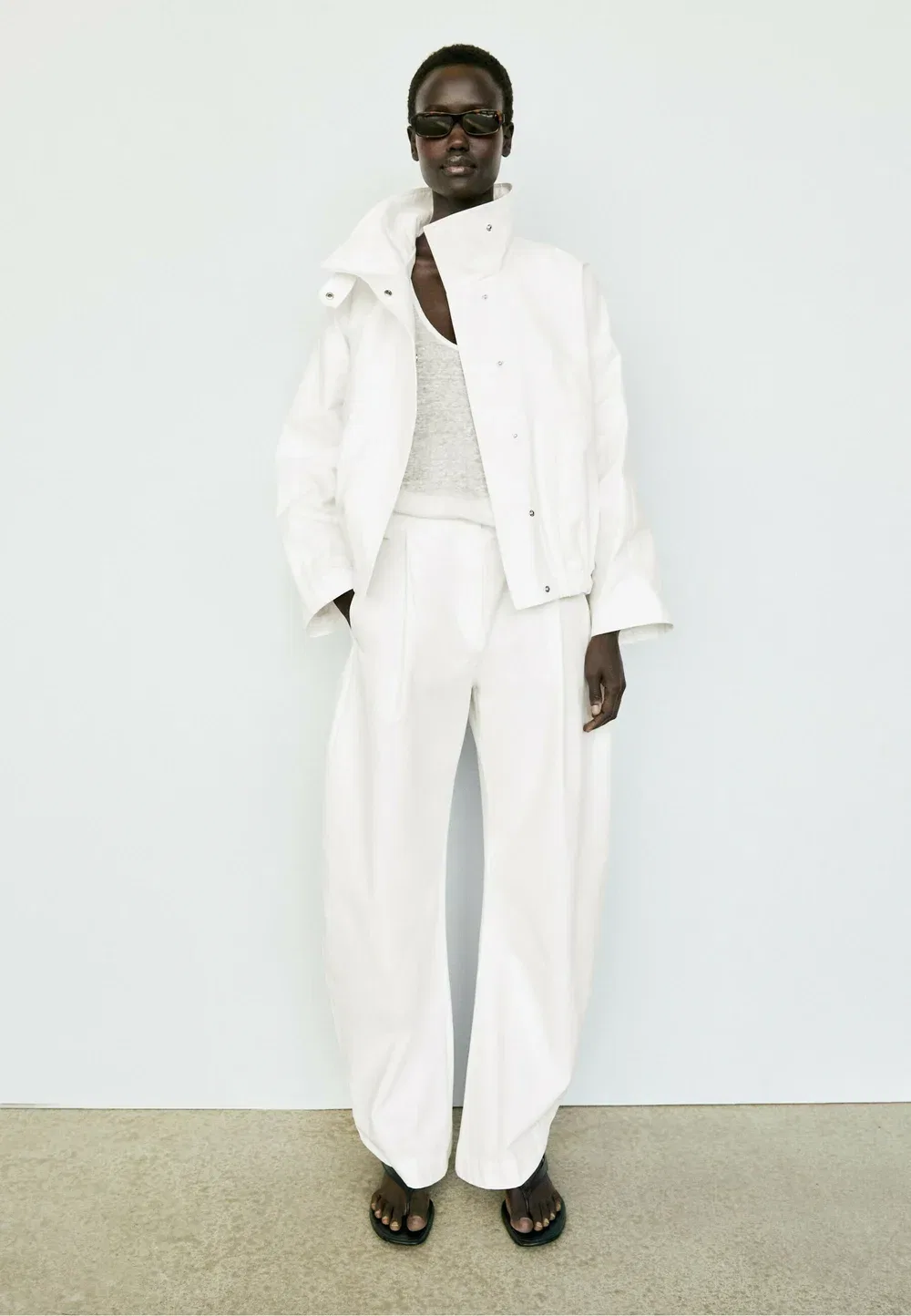 Свободные брюки-костюм бочкообразного кроя Massimo Dutti, White — фото 2