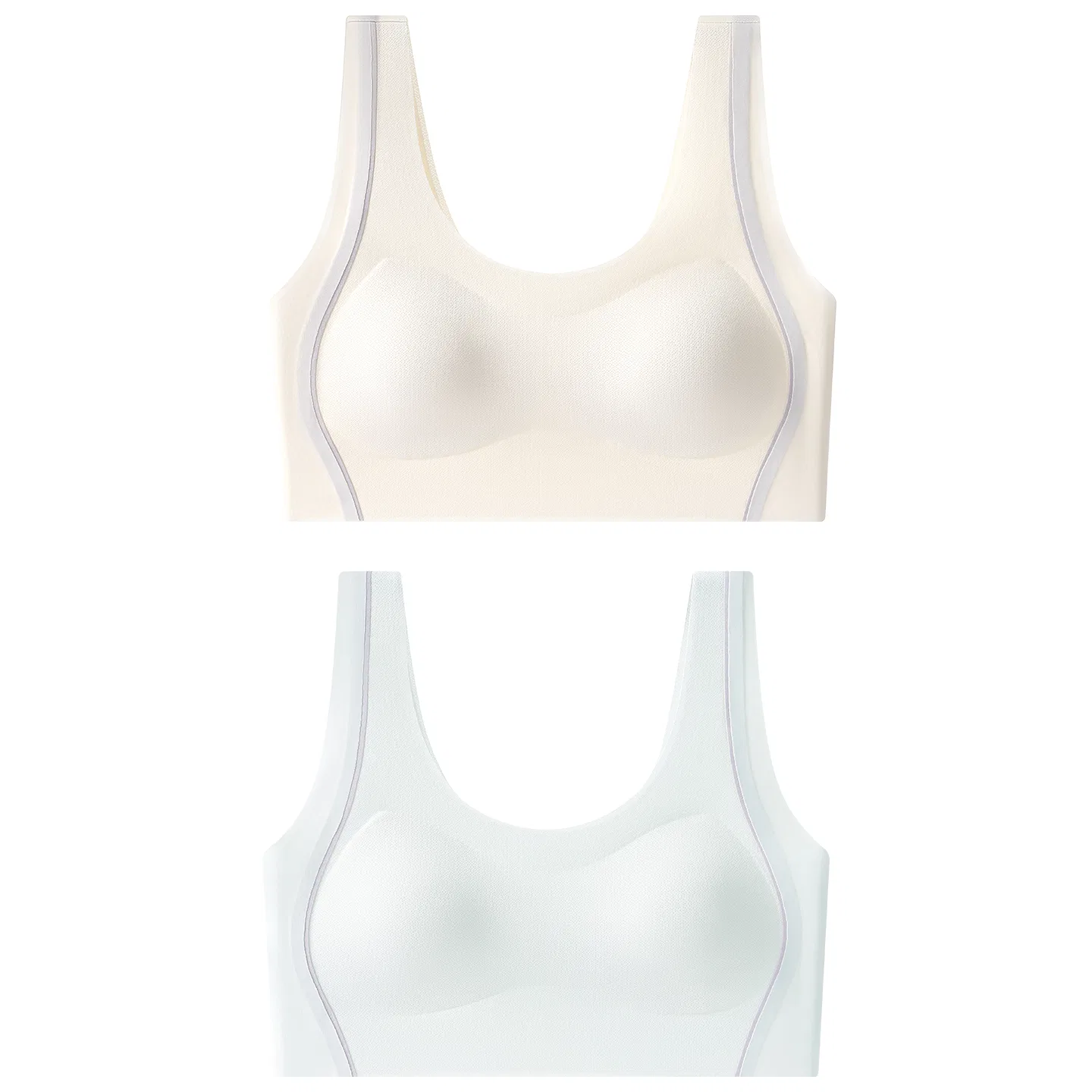 Детский бюстгальтер-топ без косточек для девочек Red Bean, Champagne White + Light Blue