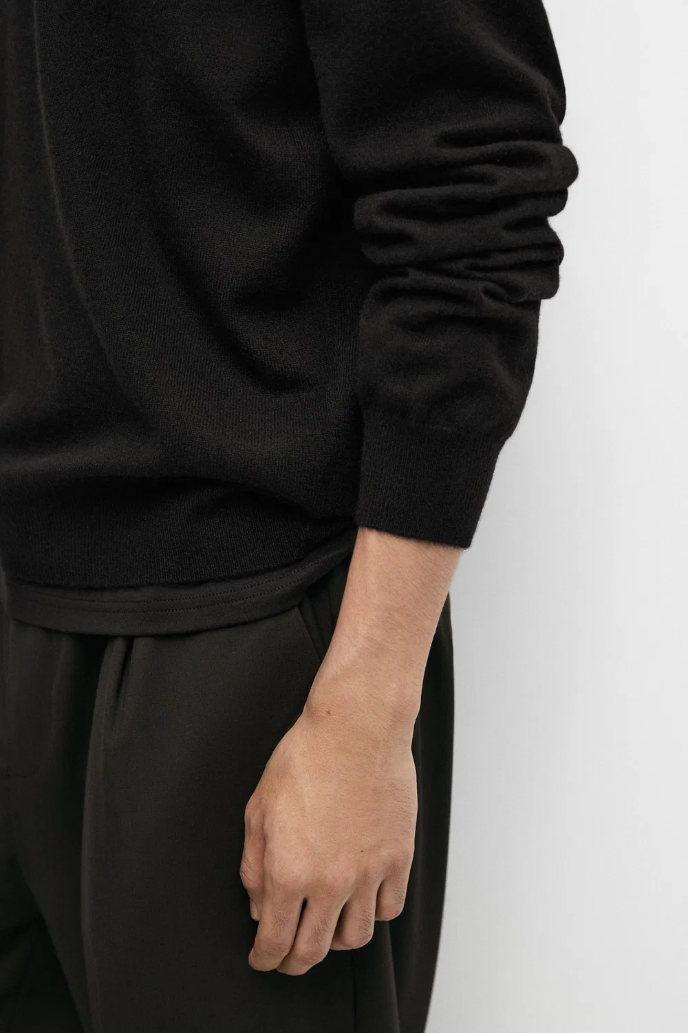 Свитер Massimo Dutti, кашемировый, рубчик, черный — фото 4