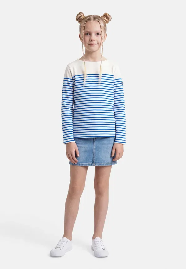 Футболка с длинным рукавом полосатая Mariniere Petit Bateau, белый, светло-голубой