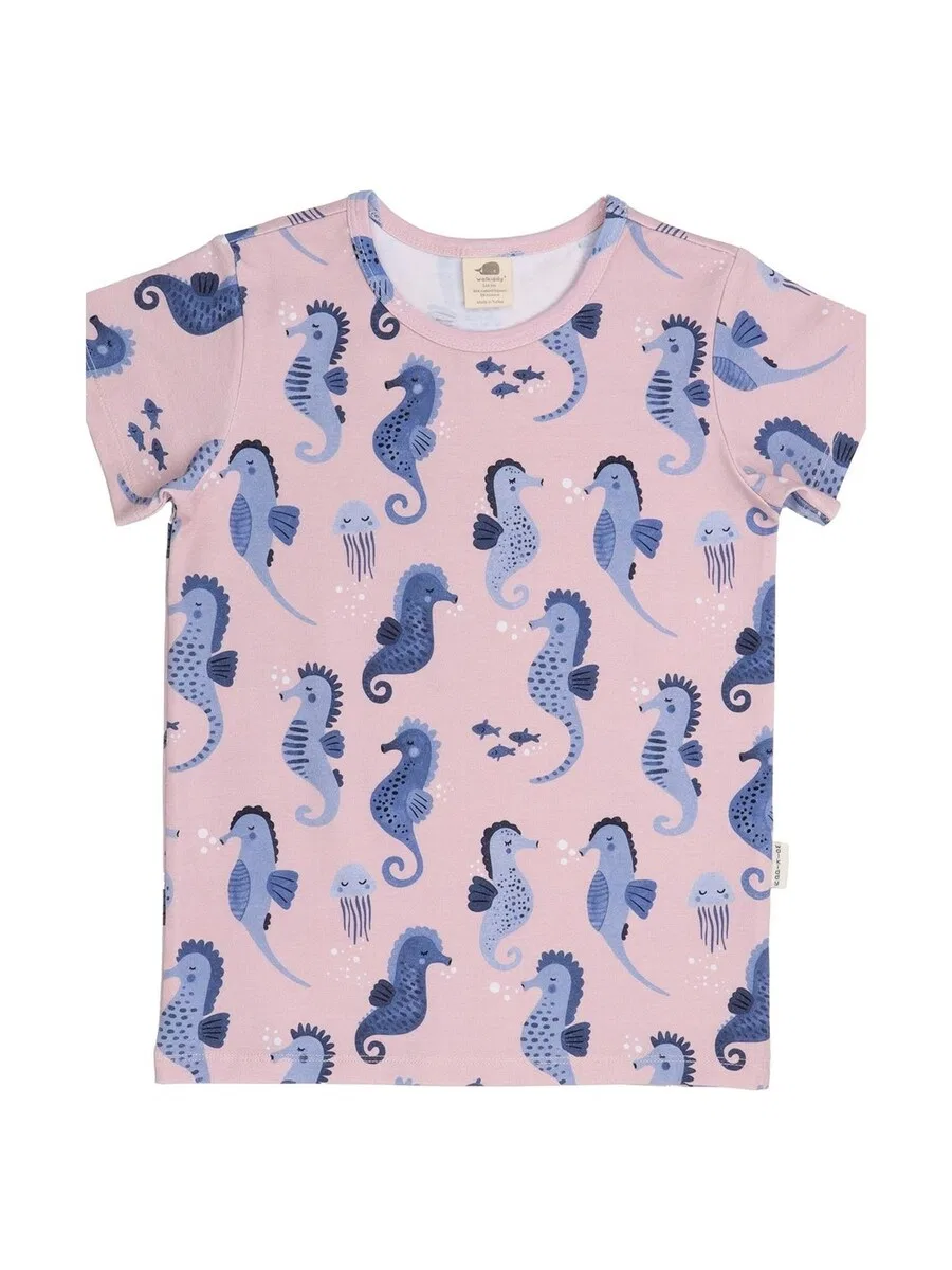 Футболка Walkiddy 'Walkiddy - Blue Seahorses T-Shirt' розового цвета
