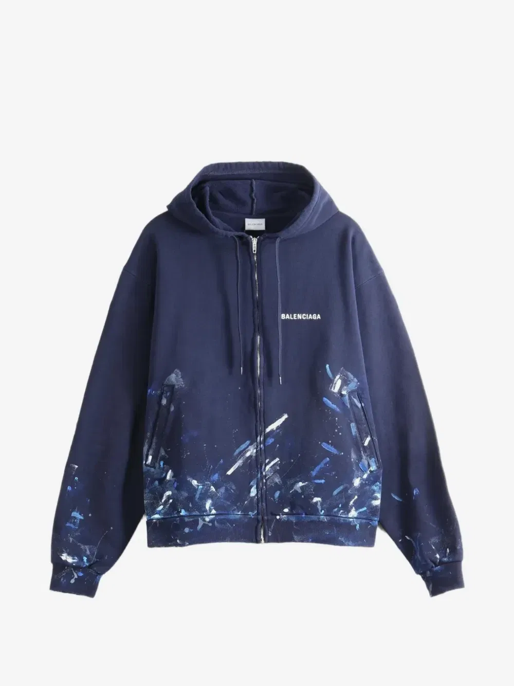 Толстовка с логотипом и эффектом брызг краски BALENCIAGA, синий